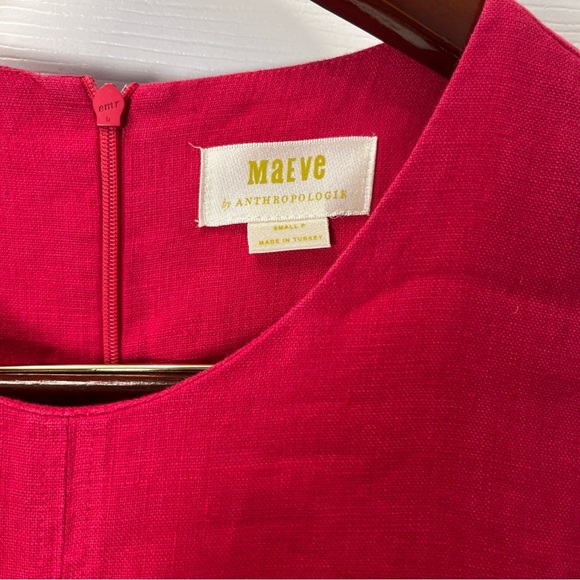 Maeve Anthropologie Pink Sleeveless A-Line Dress size small Linen - Picture 6 of 12